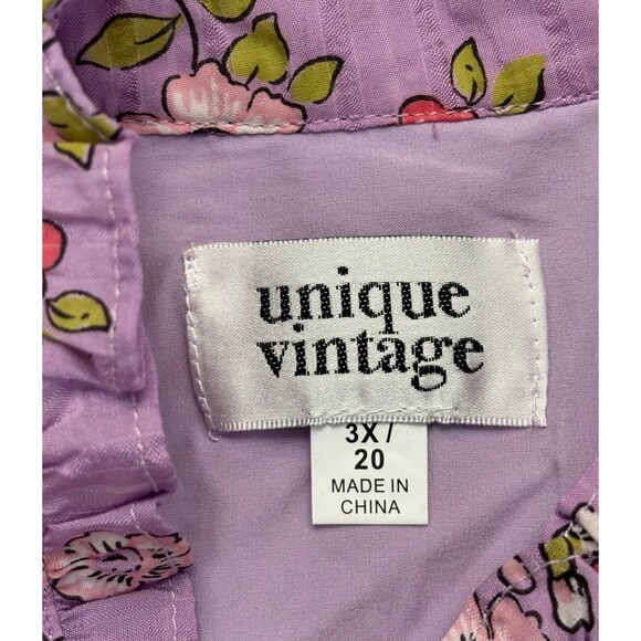 NWT Unique Vintage Sweet Delight Prairie Dress Purple Floral Fit Flare Ruffle 3X - Picture 8 of 10